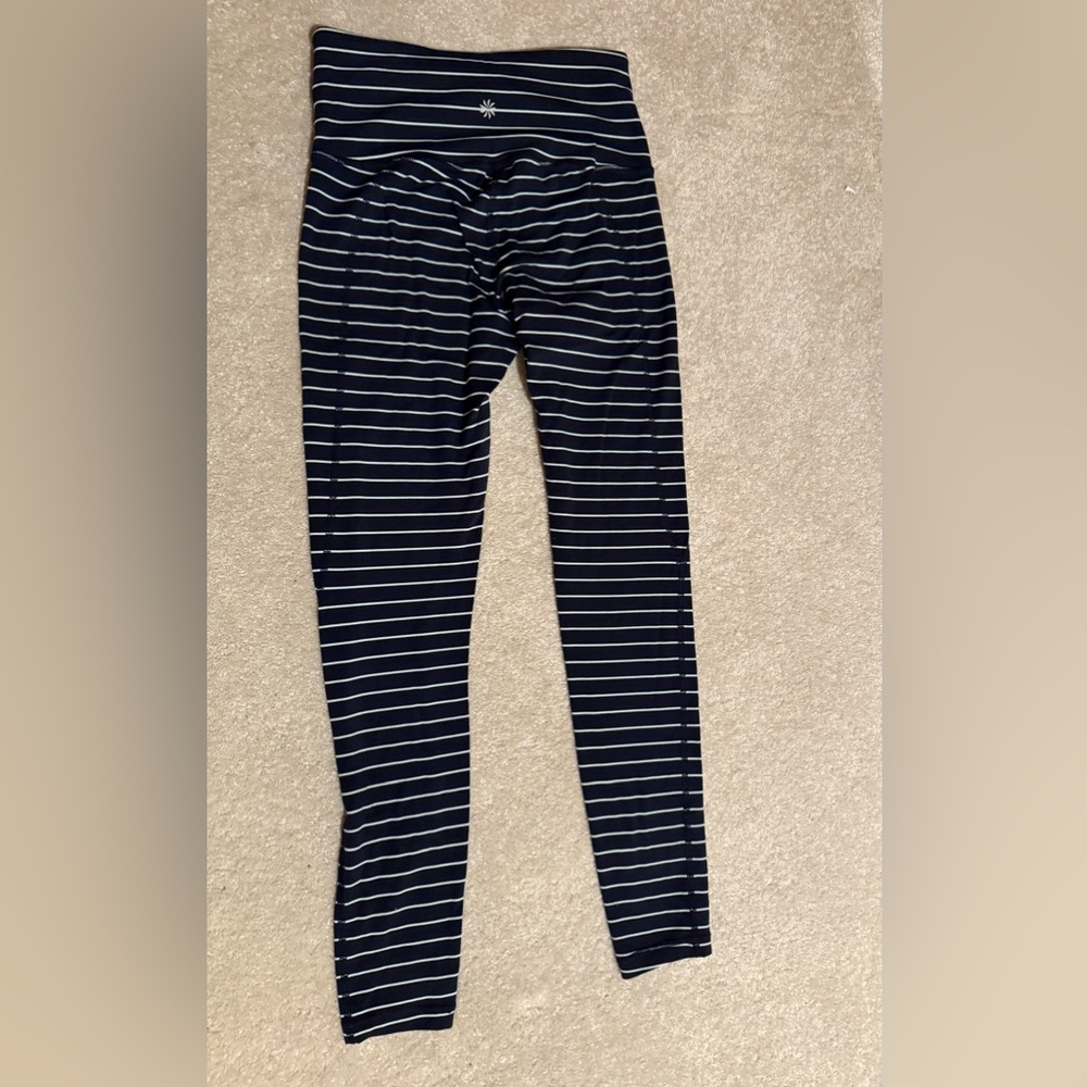 Athleta Navy and White Striped Kids Leggings